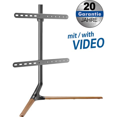 Pedestal for flat screens for flat screens 49“ - 70“ (124 - 178 cm), loads up to 40 kg, matte black / walnut brown