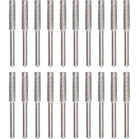Affûteur de tronçonneuse 20 pièces, ensemble d'outils d'affûtage de fichiers rotatifs à tête de meulage de bavures, argent 4mm (1/5)