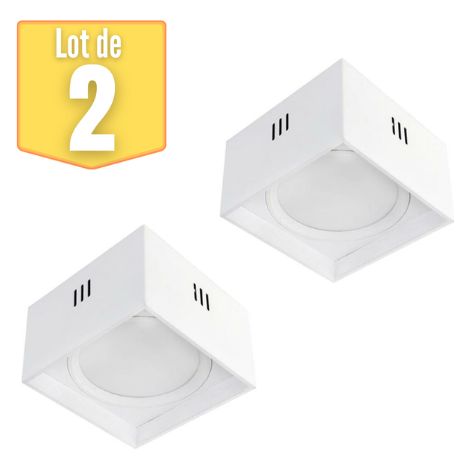 Lot de 2 Plafonniers LED carré 10W 700lm 4200K Blanc (1/3)