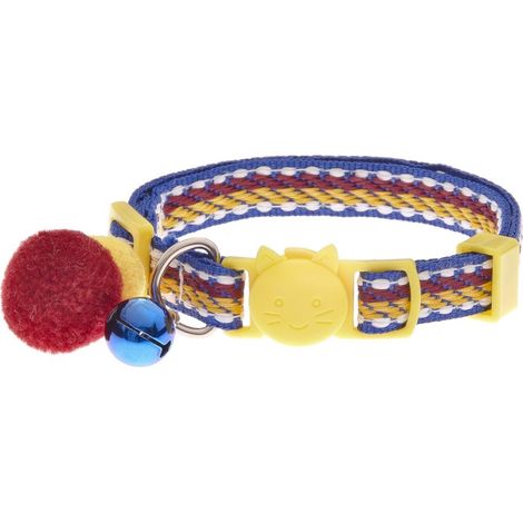 Collare modello Snowball con fantasia e pon pon per gatti - Giallo (1/4)