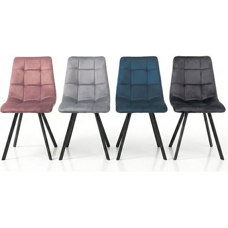 Juego de 4 sillas de terciopelo de colores diseño patas de metal Amelie Colors (1/4)