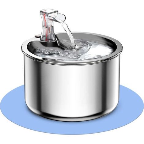 Fontaine à Eau pour Chat Chien, Distributeur Eau pour Chat Ultra Silencieux, Fontaine à Boire Automatique en Acier Inoxydable (1/4)