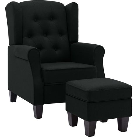 Fauteuil avec repose-pied Noir Tissu (1/5)