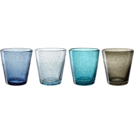 Lot de 4 verres colorés avec inclusions de bulles Verre à eau 4 couleurs Passe au lave-vaisselle Fabriqué à la main 330 ml (1/5)