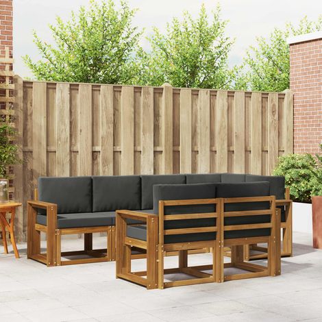 Outdoor-Sofagarnitur mit Kissen 7 pcs Natur und Anthrazit (1/5)