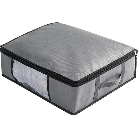 Sac De Rangement Sous Lit - 60 X 40 X 15 Cm - Fermeture Éclair Métallique - Poignées Renforcées En Forme De H - Tissu Résistant Aux Déchirures - 1 Pièce (1/5)