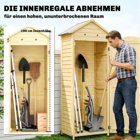 Abri de jardin en bois surélevé, avec étagère ajustable, porte à fermeture magnétique, aération du toit en acier galvanisé