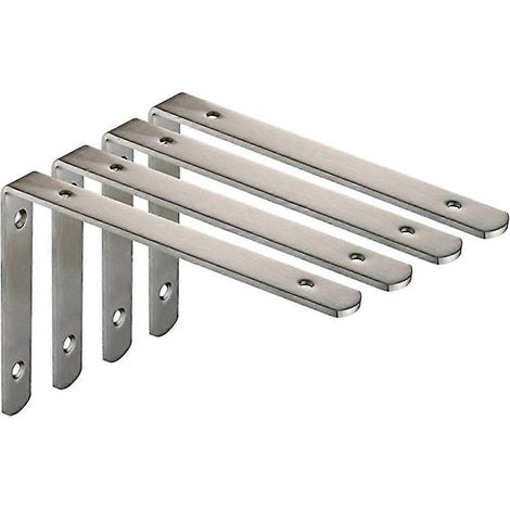 Équerres d'angle en acier inoxydable renforcé en forme de L, supports d'étagère, nickel brossé, lot de 4 (250x150x4 - AquaForge) (1/5)