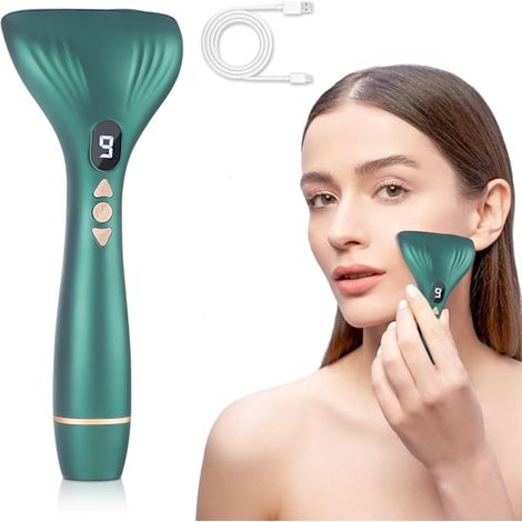 Appareil de massage pour drainage lymphatique, outil Gua Sha avec 9 niveaux de chaleur et de vibration réglables, pour le visage, les jambes, les bras et le corps entier, vert-AquaForge (1/5)