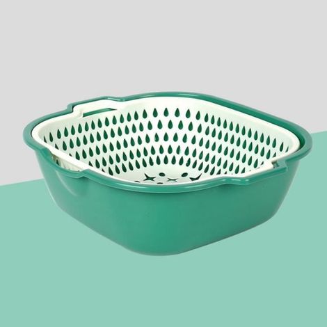Panier De Vidange - Double Couche - Capacité XXL - PP - Pour Légumes Et Fruits - 1 Ensemble (2 Pièces) (1/2)