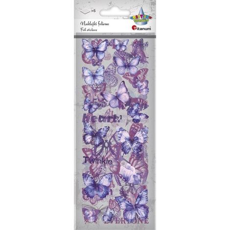 Pegatinas de papel metalizado, 6 láminas con mariposas