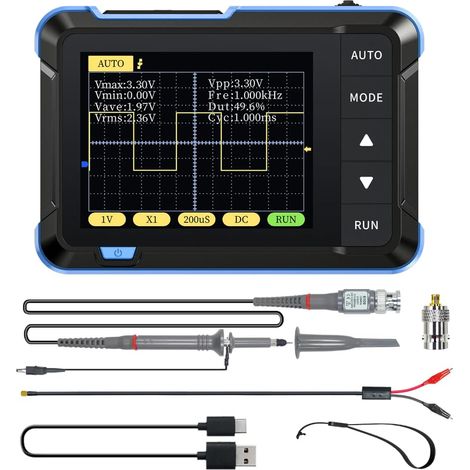 DSO152 Mini oscilloscope numérique portable 2,5 MSa/s 200 KHz Bande passante analogique 800 VPP Prend en charge la mise à jour du firmware Sortie PWM (1/5)