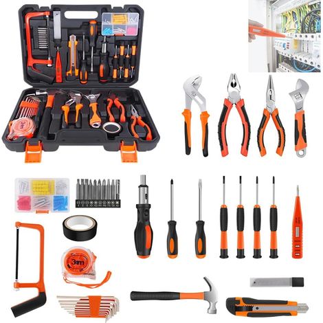 jeu de tournevis électriques de 102 pièces, ensemble d'outils ménagers et de garage, outil à main de réparation de bricolage, jeu de tournevis, marteau, projets d'entretien et de rénovation