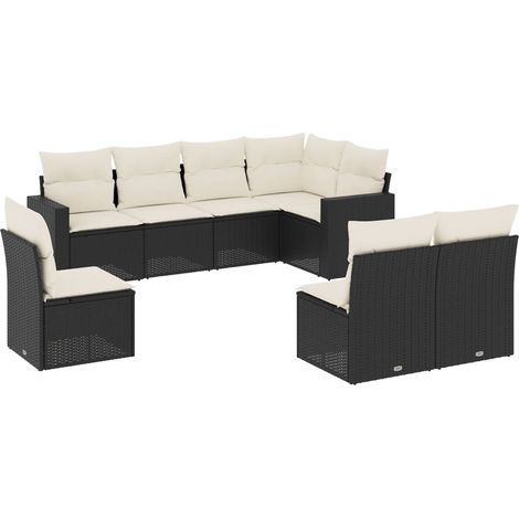 Set Divani da Giardino con Cuscini 8 pz Nero in Polyrattan vidaXL (1/3)