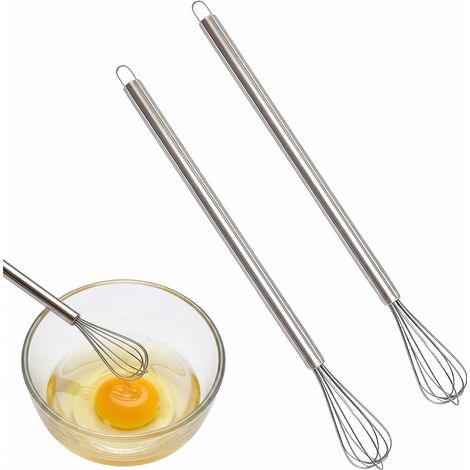 Mini Fouet, 2 Pcs, en Acier Inoxydable 304 pour Mélanger et Fouetter  Batteur à Oeufs Manuel, Outil de Cuisine Polyvalent, Robuste et Durable pour Fouetter Œufs, Sauces, Crème, Lait (1/5)