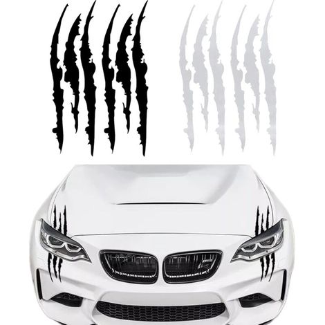 (Noir, Blanc)Autocollants Voiture Motif Griffes Griffe Monstre Sticker Griffe D'Autocollant DéCoration Voiture 4 Pcs Autocollants RéSistants à L'eau Griffes, Pour DéCoration Voitures, Camions, Motos (1/5)