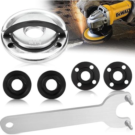 Juego de 6 accesorios para amoladora angular, tuerca de liberación rápida M14 con llave flexible y brida interna/externa para amoladora, compatible con amoladoras angulares de 125 mm. (1/5)