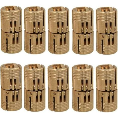 Lot de 10 charnières cylindriques en laiton, charnières invisibles pour portes en bois, placards et caravanes (bricolage), 10 mm