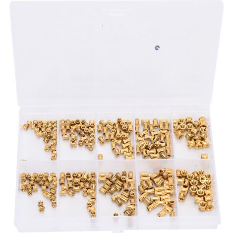 280Pcs Brass Knurled Nut Threaded Insert Embedment Fasteners M2 M2.5 M3 Assortment Kit