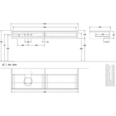 Villeroy & Boch K15050HJ WTUS Antao K155 1600x190x500mm