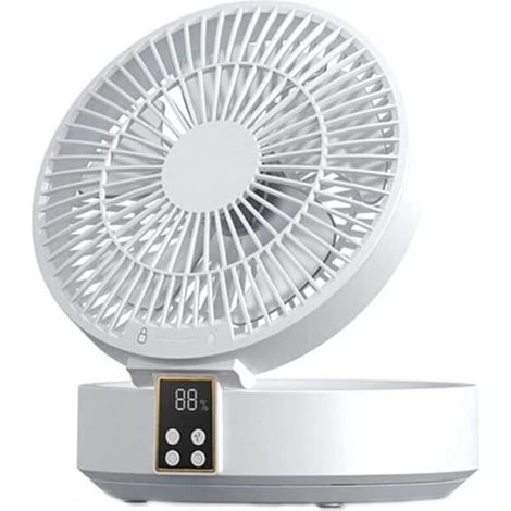 Ventilateur Silencieux Ultra Puissant, Ventilateur de Table Portable, Ventilateur de Bureau USB Rechargeable, 1000mAh Batterie 120°Rotative Table Fan avec LED, Télécommande, Minuterie, 3 Vitesses