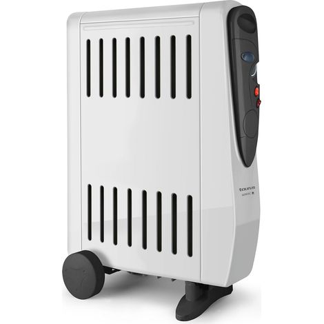 Radiateur à bain dʼhuile 2000W, 3 niveaux de puissance, Double effet : radiation et convection, Thermostat, Humidificateur intégré, Poignée et roues, Rangement de câble, Gris (1/3)
