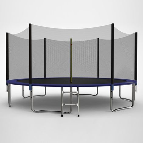 GALACTICA Trampoline Set 14FT Round Outdoor With Safety Net Enclosure Ladder Blue