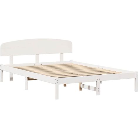 Lit double,Lit adulte,Cadre de lit Blanc 140 x 200 cm Bois de pin massif CFW6670448 (1/5)