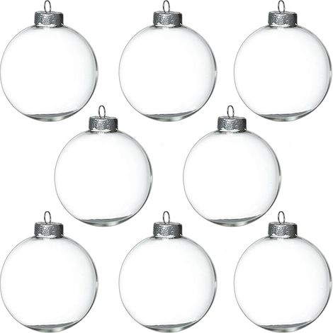 Lot de 12 Boules de Noël en Verre Transparent 80 mm - Ornements de Sapin à Remplir pour DIY, avec Cordon de Suspension, Décorations de Sapin de Noël pour Artisanat (1/5)
