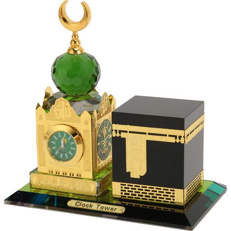 Grande tour d'horloge ornementale en cristal, miniature d'architecture, modèle de collection, figurine de bâtiment horloger pour bureau. (1/5)