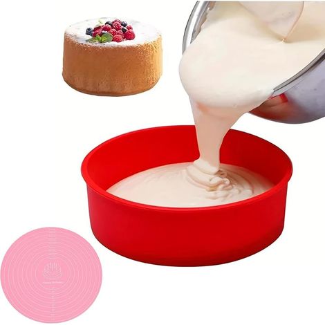 Moule Gateau Silicone Rond, 25cm Antiadhésif Moule a Gateaus Rrond Silicones, 10 Pouces Moule Silicone Patisserie Rond, pour Gateaus Arc-en-ciel, Gateau éponge, Gatea D'anniversaire (1/5)