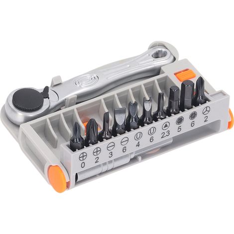 Jeu de 12 tournevis à cliquet, coffret démontage portable, clés mixtes cruciformes et plates, outillage multifonction. (1/5)