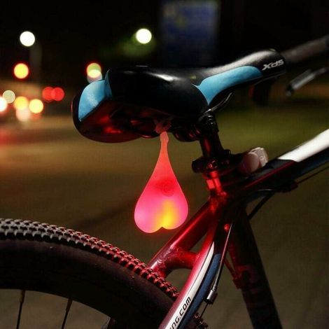 Heart-Shaped Silicone Light Balls Bicycle LED Bike Light Bike Balls Style Bicycle Tail Light LED Hazard Lights Night Waterproof Rental Seat Lamp Egg, Red Light (1/5)