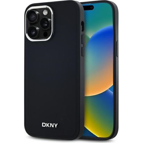 Custodia rigida nera/nera DKNY DKHMP14XPSCMCLK per iPhone 14 Pro Max 6,7" con logo semplice e MagSafe. (1/5)