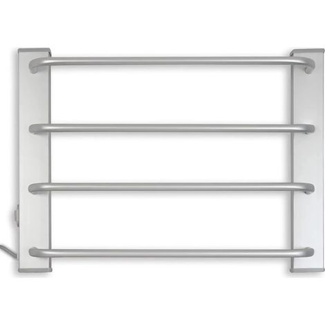 Fishtec – Sèche-serviette électrique 60W – 4 barres en aluminium brossé – Interrupteur ON/OFF – Dimensions 50 x 37 x 9 cm – Normes CE et ROHS (1/5)