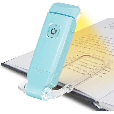 Lampe de Lecture USB Liseuses LED Rechargeable avec Lampe de lecture pour lire au lit Pince 3 Niveaux Luminosité Réglable Pliable mini clip lampe Bleu