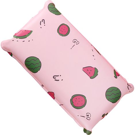 Oreiller rafraîchissant, doux et lavable, motif pastèque rose, idéal pour l'été, pour enfants et étudiants. (1/5)