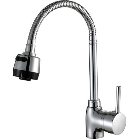 BEBUSINGOTO Grifo de cocina universal de tres vías ABS con manguera de agua fría y caliente de 60 cm (1/5)