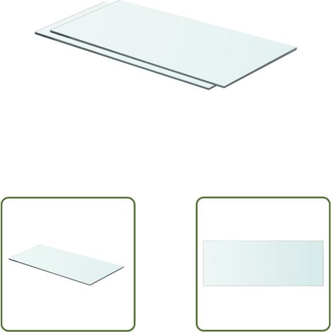 The Living Store Panneaux d'étagère 2 pcs Verre Transparent 60x25 cm - Etagere Murale - Étagère Verre - Étagère Transparente - Décoration Murale - Rangement Mural (1/3)