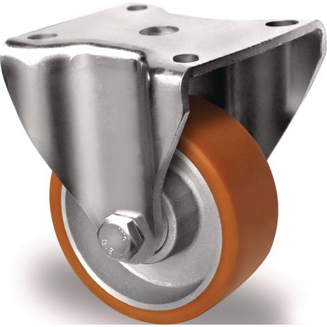 Rueda fija D.80mm Cap.180kg PU Placa L100xB88mm Color Marrón TECWERK (1/2)