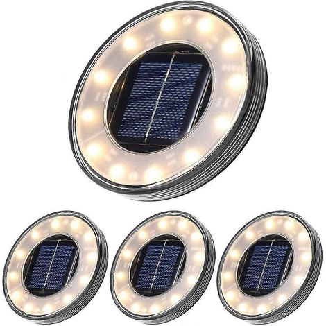 Lot de 4 lampadaires solaires LED étanches IP68, éclairage public (blanc chaud) (1/4)