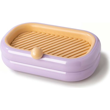Jabonera de pared con desagüe, no requiere taladrar, bonito soporte de baño de PP color morado, 150 g – 1 unidad (1/5)