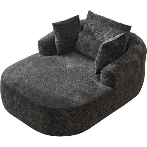 ELVMI Chaise longue convertible con función cama, sofá lounge acolchado en pana, negro (1/4)