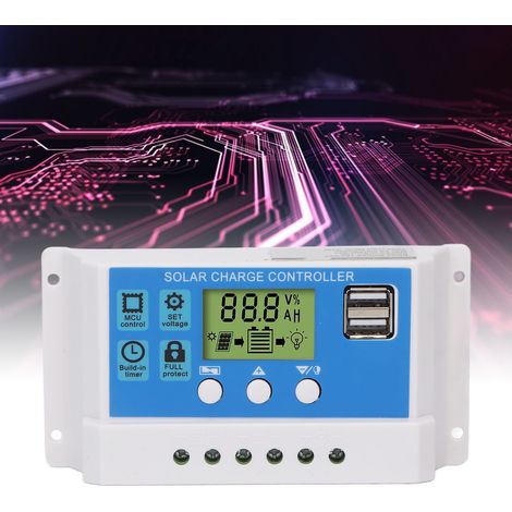 Weißer Dual-USB-PWM-Solarladeregler für Solarmodule, adaptiver 12/24-V-Solarladeregler, 10 A (1/5)