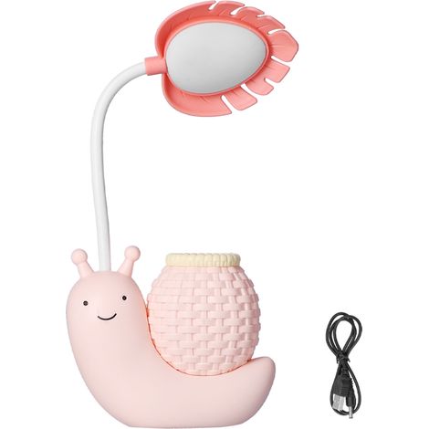 LED-Schreibtischlampe mit Stifthalter, vielfältigen Funktionen, USB-Ladefunktion, niedliche Schreibtischlampe für Schüler, KidsPink
