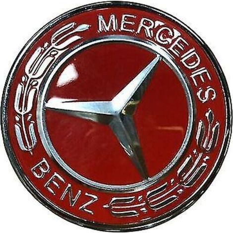 Bonnet Badge Emblème 57mm Rouge/argent Mercedes Bonnet Benz Laurel