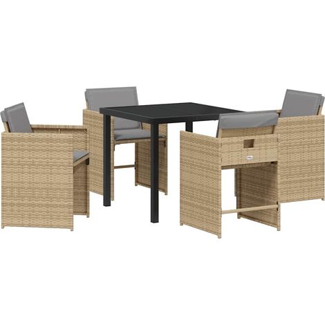 Ensemble de salle à manger pour jardin 5 pcs,Salon de jardin Beige Poly rotin CFW44004 (1/5)