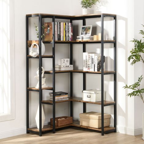 L-Shaped Corner Bookcase Industrial Storage & Display Bookshelf (1/5)