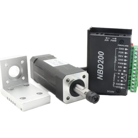 Motor de husillo sin escobillas, 104 W, 10800 rpm, par de 0,11 Nm, CC 24 V, compatible con ER8/ER11 (1/5)