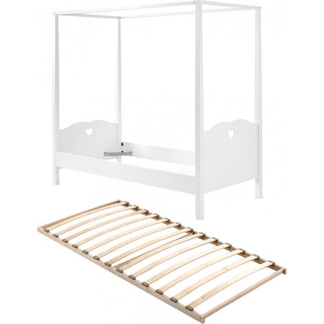 MILADY - Lit à Baldaquin 90x200cm Motifs Coeurs avec Sommier (1/2)